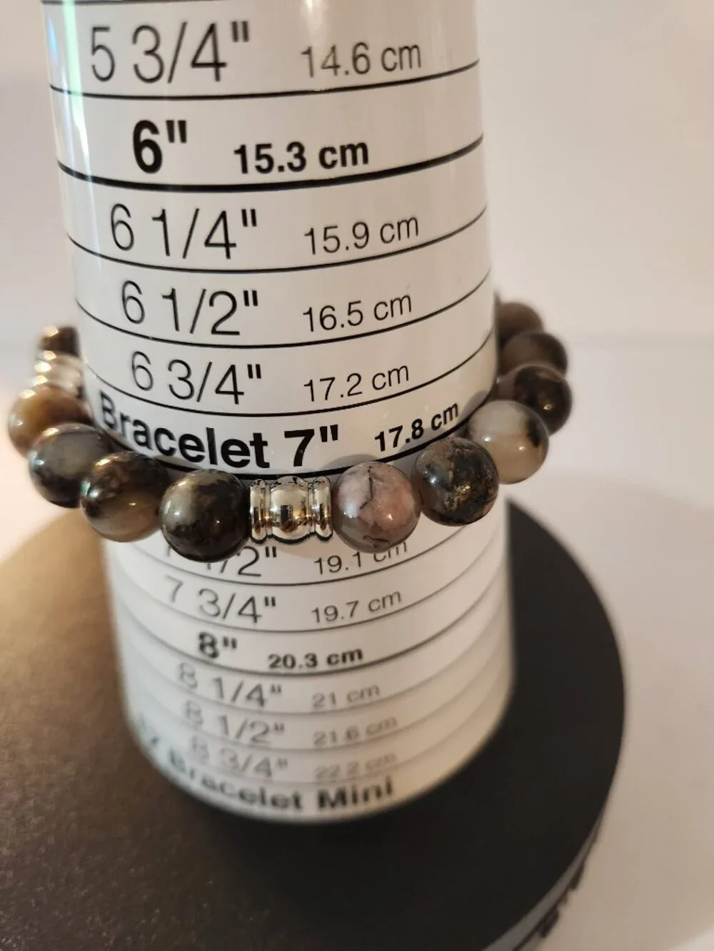 Hand Crafted Picasso Jasper Stretch Bracelet with Stainless Steel Accent Beads